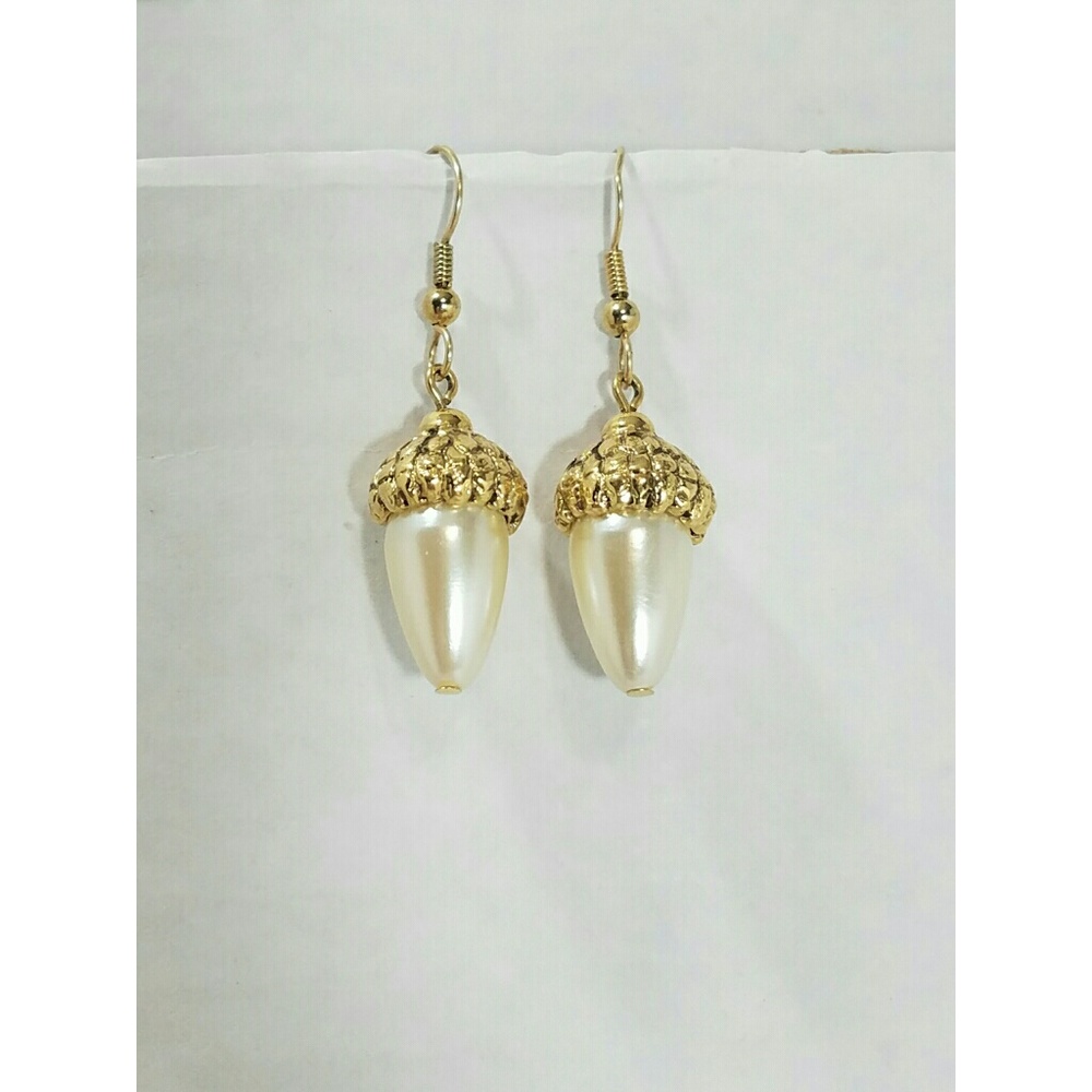 3 for $15 Pearl and Gold Tone Acorn Drop Earrings